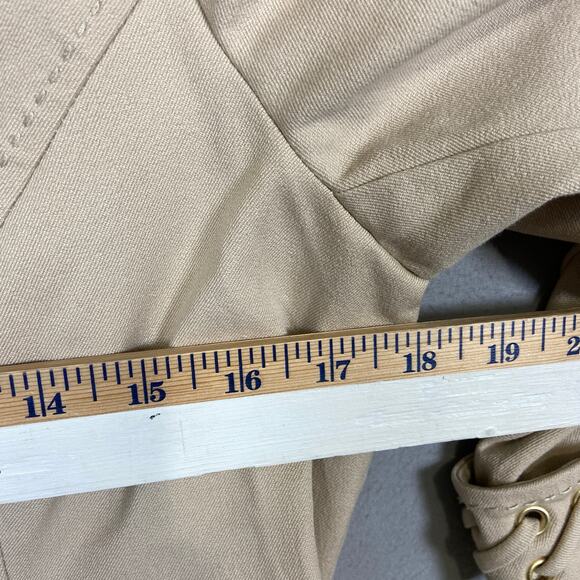 St John Blazer Laced Eyelet Cotton Stretch Tan Beige Blaze Women's Size Medium - Picture 8 of 11